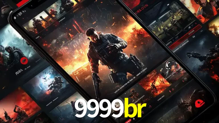 Tela de um celular exibindo uma galeria de jogos de tiro com temática militar, mostrando a variedade de e-sports disponíveis para apostas na plataforma de entretenimento 9999br.