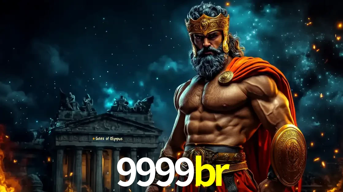 O poderoso Zeus do jogo de slot Gates of Olympus em frente ao seu templo, pronto para lançar multiplicadores divinos e prêmios épicos no cassino online 9999br.