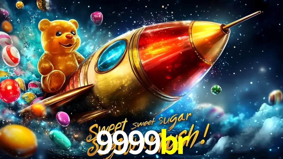 Arte promocional do jogo de slot Sugar Rush, com um urso de pelúcia em um foguete viajando pelo espaço de doces, um dos jogos divertidos disponíveis no cassino 9999br.